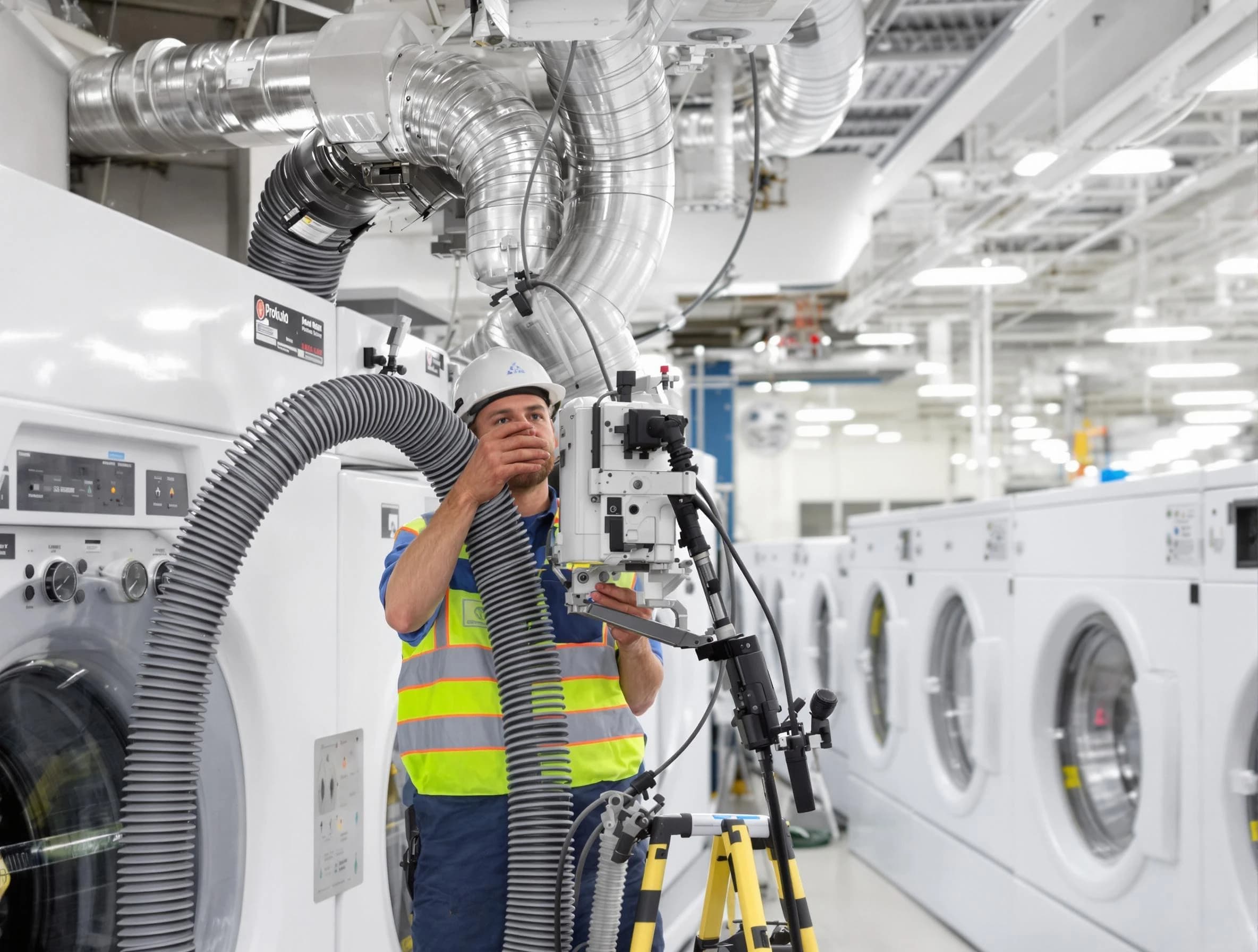 Hoover Dryer Vent Cleaning team performing commercial-grade dryer vent cleaning at a business facility in Hoover