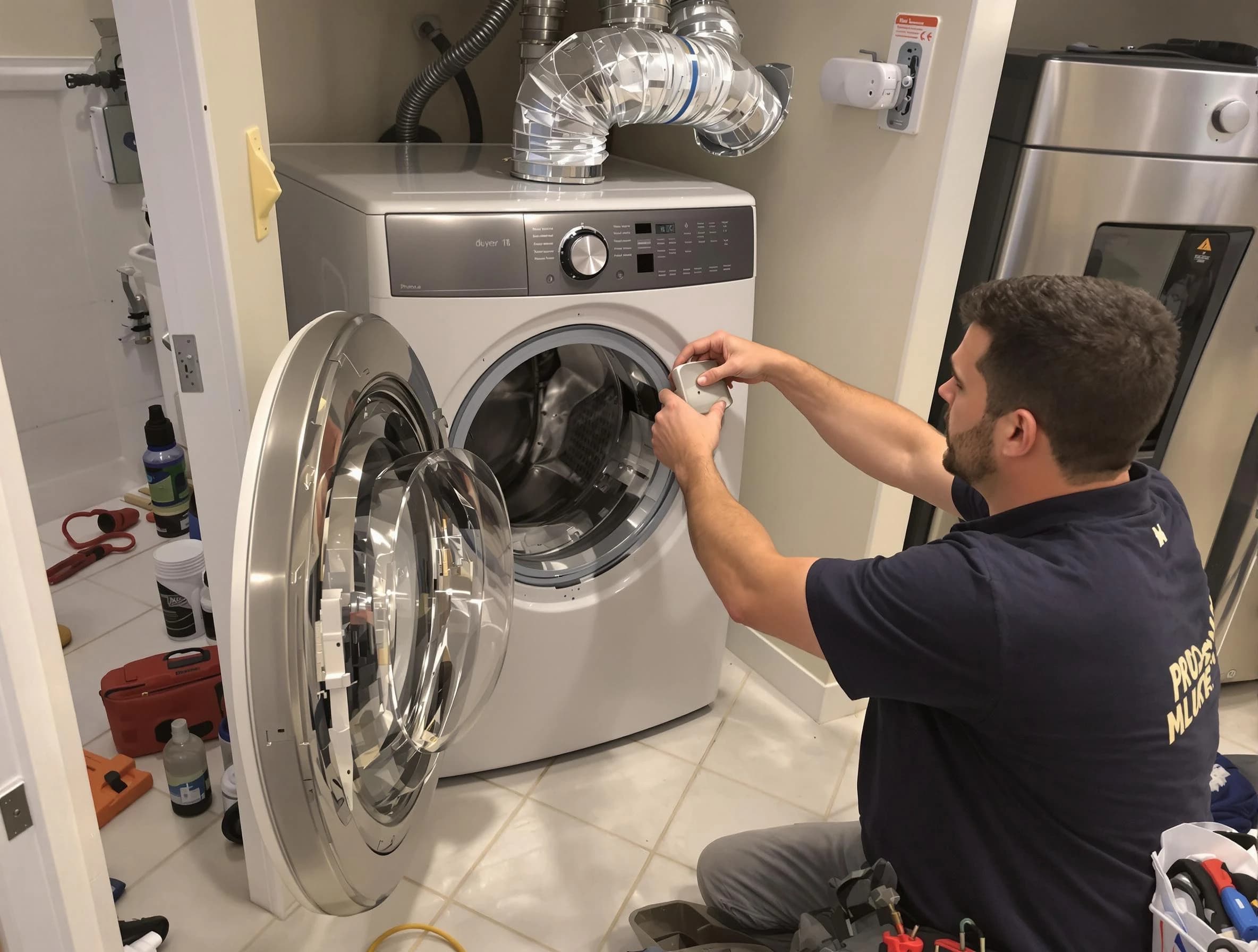 Hoover Dryer Vent Cleaning technician performing precise dryer vent hose installation in Hoover