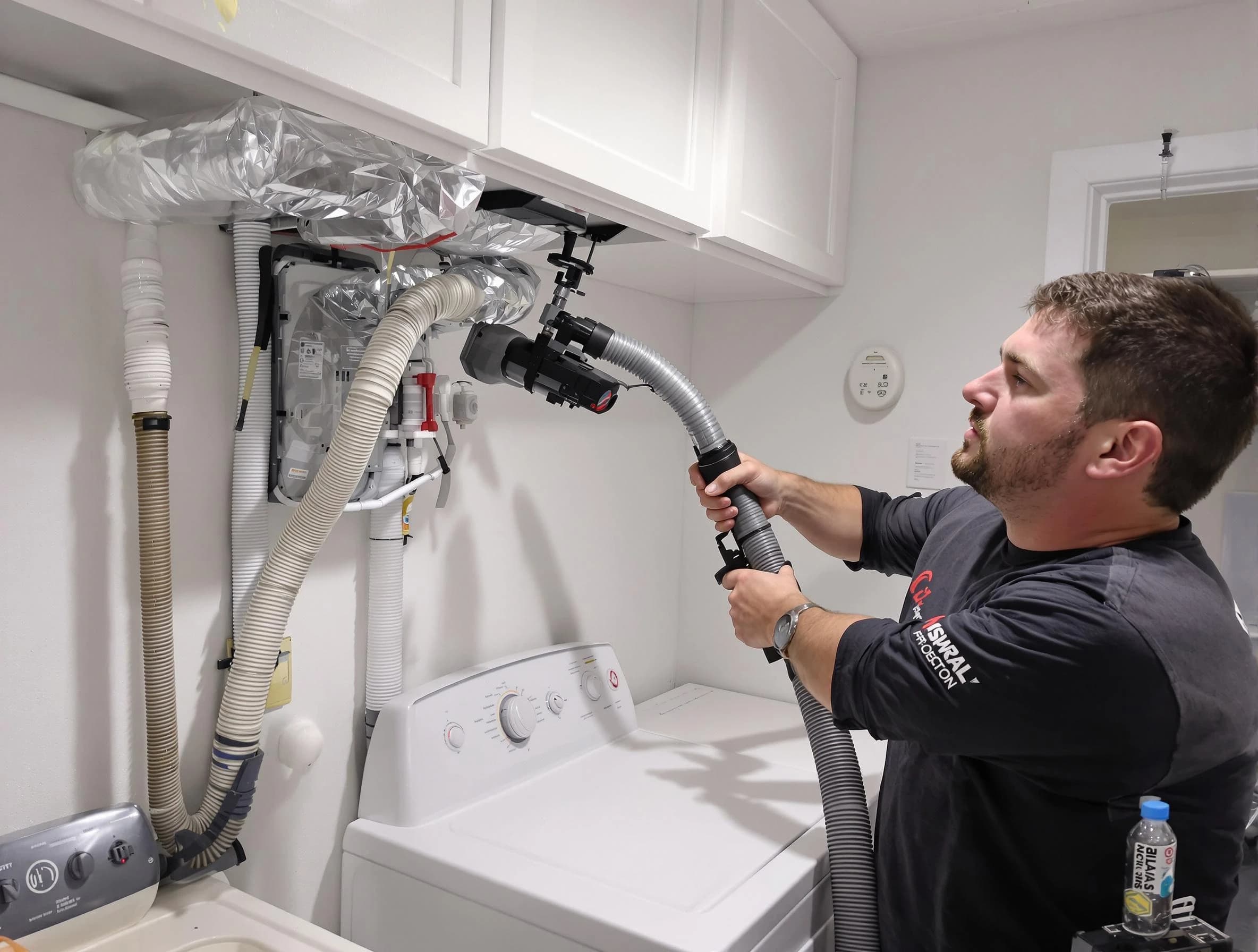 Hoover Dryer Vent Cleaning certified technician performing safety-focused gas dryer vent cleaning in Hoover